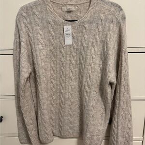 LOFT Women’s Heathered Wide Sleeve Cable Sweater
